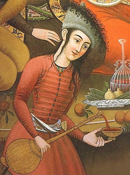 Unknown Persian woman pouring wine
